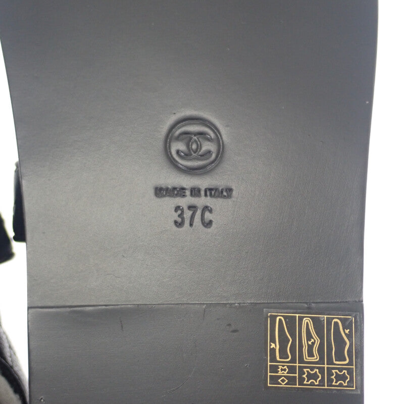 シャネル CHANEL フットベット サンダル G35927 X56140 94305 サンダル グレインカーフレザー キャビアスキン ブラック レディース【中古】【Aランク】