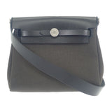 エルメス HERMES エールバッグジップミニ W刻印 ショルダーバッグ ヴァッシュハンター トワルミリタリー ダークブロンズ シルバー金具 レディース【中古】【Aランク】