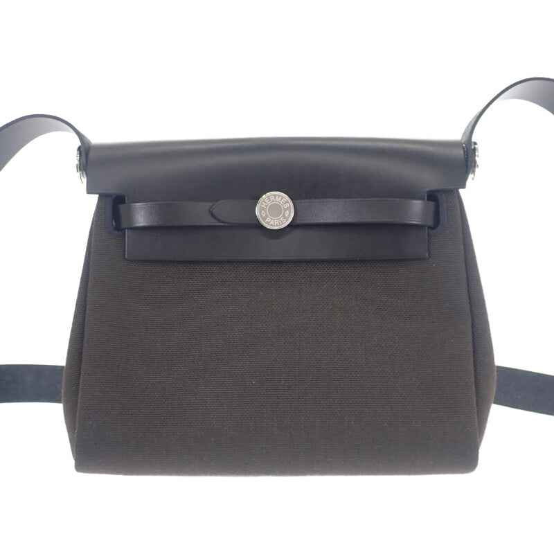 エルメス HERMES エールバッグジップミニ ショルダーバッグ ヴァッシュハンター トワルミリタリー ダークブロンズ シルバー金具 レディース【中古】【Aランク】
