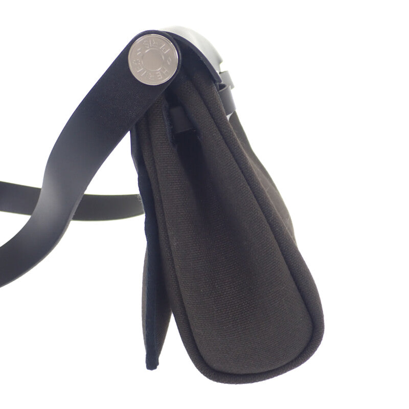 エルメス HERMES エールバッグジップミニ W刻印 ショルダーバッグ ヴァッシュハンター トワルミリタリー ダークブロンズ シルバー金具 レディース【中古】【Aランク】