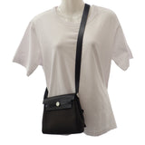 エルメス HERMES エールバッグジップミニ W刻印 ショルダーバッグ ヴァッシュハンター トワルミリタリー ダークブロンズ シルバー金具 レディース【中古】【Aランク】