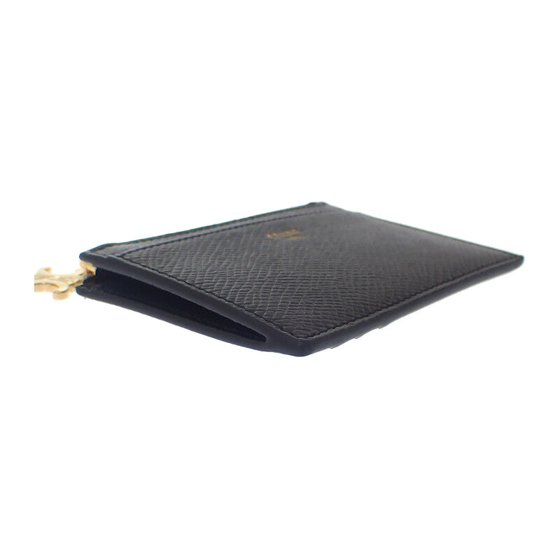 セリーヌ CELINE カードホルダー トリオンフ チャーム 10M083FVO.38NO カードケース カーフ ブラック ゴールド金具 レディース【中古】【Aランク】