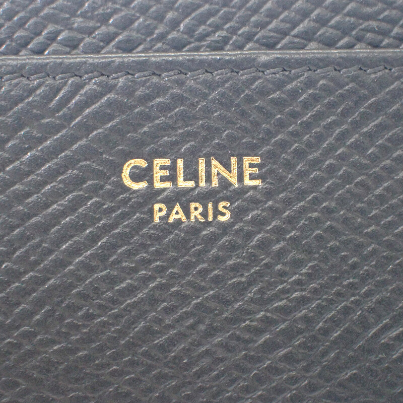 セリーヌ CELINE カードホルダー トリオンフ チャーム 10M083FVO.38NO カードケース カーフ ブラック ゴールド金具 レディース【中古】【Aランク】
