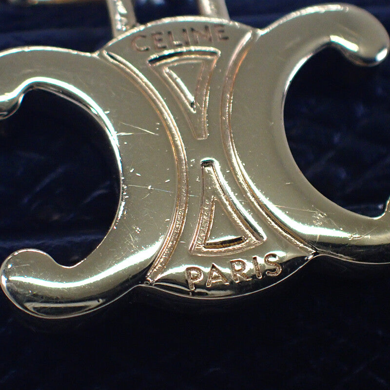 セリーヌ CELINE カードホルダー トリオンフ チャーム 10M083FVO.38NO カードケース カーフ ブラック ゴールド金具 レディース【中古】【Aランク】