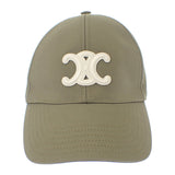 セリーヌ CELINE トリオンフ ベースボールキャップ L 2AUT6969P.02KL キャップ コットン カーキ ゴールド金具 レディース ユニセックス【中古】【Aランク】