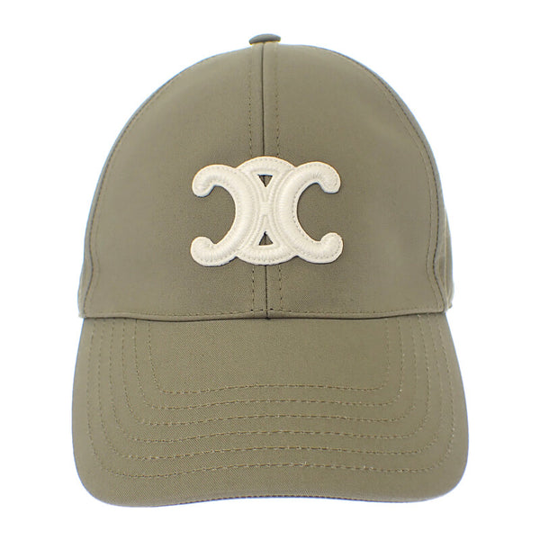 セリーヌ CELINE トリオンフ ベースボールキャップ L 2AUT6969P.02KL キャップ コットン カーキ ゴールド金具 レディース ユニセックス【中古】【Aランク】