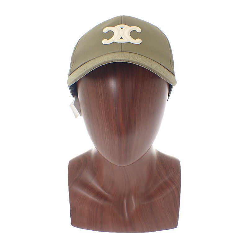 セリーヌ CELINE トリオンフ ベースボールキャップ L 2AUT6969P.02KL キャップ コットン カーキ ゴールド金具 レディース ユニセックス【中古】【Aランク】