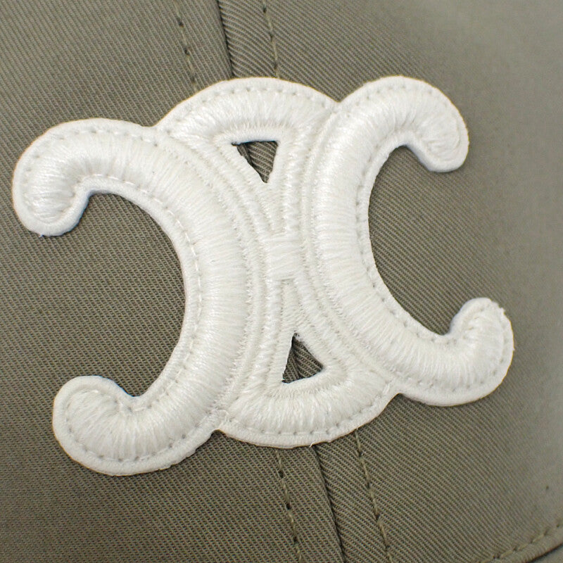 セリーヌ CELINE トリオンフ ベースボールキャップ L 2AUT6969P.02KL キャップ コットン カーキ ゴールド金具 レディース ユニセックス【中古】【Aランク】