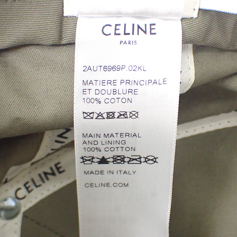 セリーヌ CELINE トリオンフ ベースボールキャップ L 2AUT6969P.02KL キャップ コットン カーキ ゴールド金具 レディース ユニセックス【中古】【Aランク】