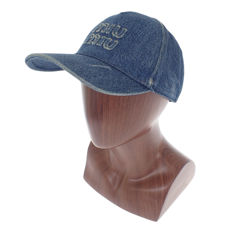 ミュウミュウ MIUMIU デニムベースボールキャップ 5HC179_2CL4 キャップ コットン ネイビー レディース ユニセックス【中古】【ABランク】