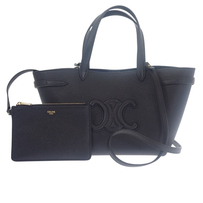 セリーヌ CELINE ミニカバ アナイス キュイル トリオンフ 118613ENY.38NO 2WAYバッグ レザー ブラック ゴールド金具 レディース【中古】【Aランク】