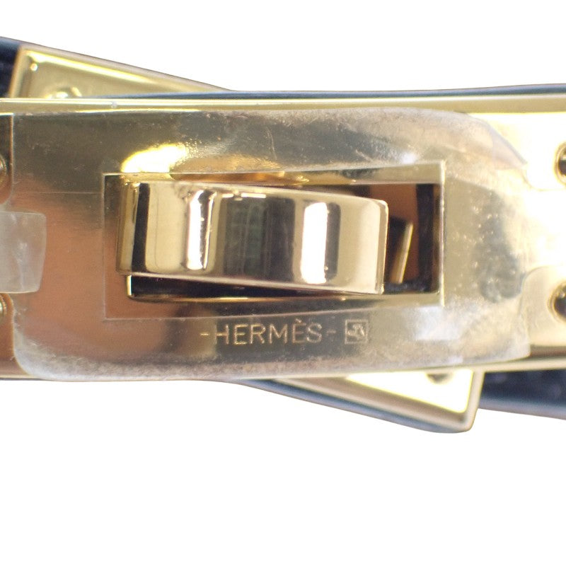 エルメス HERMES ケリー ドゥブルトゥール Ｗブレス S H066303 ブレスレット アリゲーター ブラック ゴールド金具 レディース メンズ【中古】【ABランク】