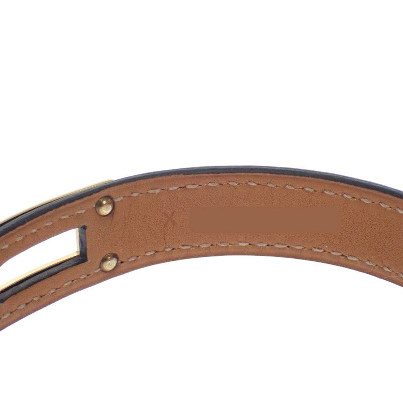 エルメス HERMES ケリー ドゥブルトゥール Ｗブレス S H066303 ブレスレット アリゲーター ブラック ゴールド金具 レディース メンズ【中古】【ABランク】