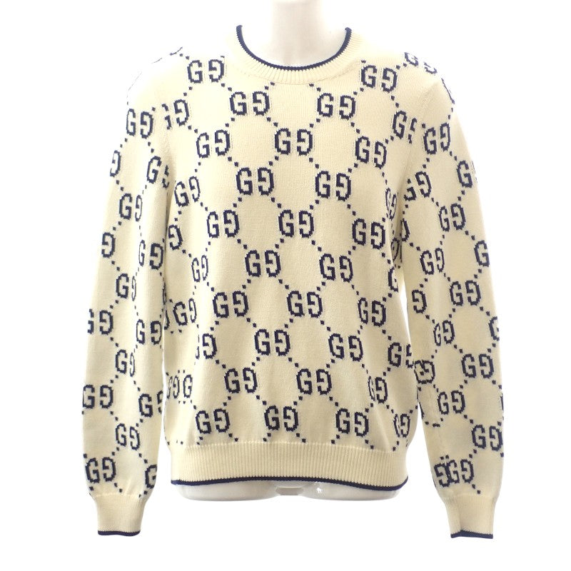 グッチ GUCCI GG S 694767_XKCDF_9145 ニット コットン ホワイト メンズ【中古】【Aランク】