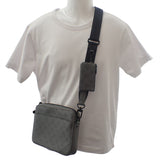 ルイヴィトン LOUIS VUITTON デュオ メッセンジャー M46104 ショルダーバッグ カーフ モノグラム・シャドウ グレー メンズ【中古】【Aランク】