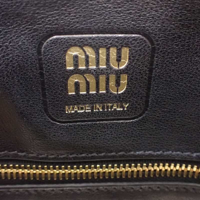 ミュウミュウ MIUMIU アバンチュールトップハンドル 5BB168_2BBL_F0002 2WAYバッグ ラムスキン ブラック ゴールド金具 レディース【中古】【Aランク】