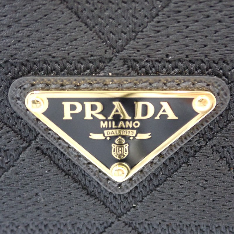 プラダ PRADA エンブロダイリー ファブリック 2VH069 ショルダーバッグ ポリエステル サフィアーノ ブラック ゴールド金具 メンズ レディース【中古】【Aランク】