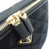 プラダ PRADA エンブロダイリー ファブリック 2VH069 ショルダーバッグ ポリエステル サフィアーノ ブラック ゴールド金具 メンズ レディース【中古】【Aランク】