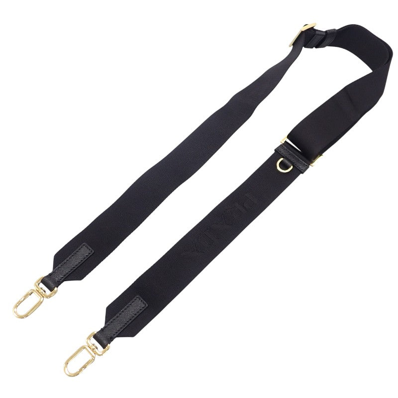 プラダ PRADA エンブロダイリー ファブリック 2VH069 ショルダーバッグ ポリエステル サフィアーノ ブラック ゴールド金具 メンズ レディース【中古】【Aランク】
