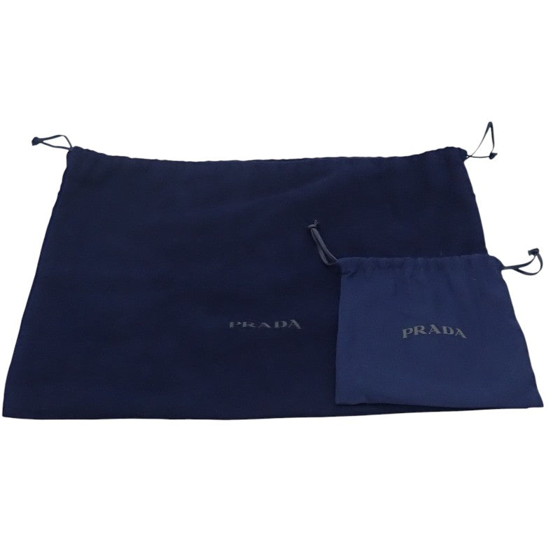 プラダ PRADA エンブロダイリー ファブリック 2VH069 ショルダーバッグ ポリエステル サフィアーノ ブラック ゴールド金具 メンズ レディース【中古】【Aランク】