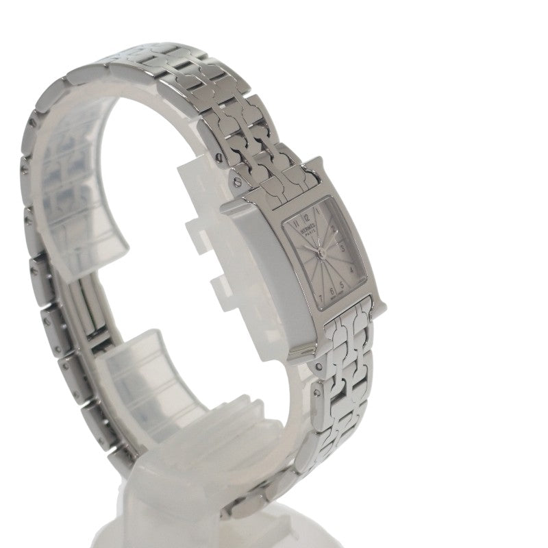 エルメス HERMES Hウォッチ ミニ ギョーシェ HH1.110 腕時計 ステンレススチール クオーツ シルバー文字盤 レディース【中古】【ABランク】