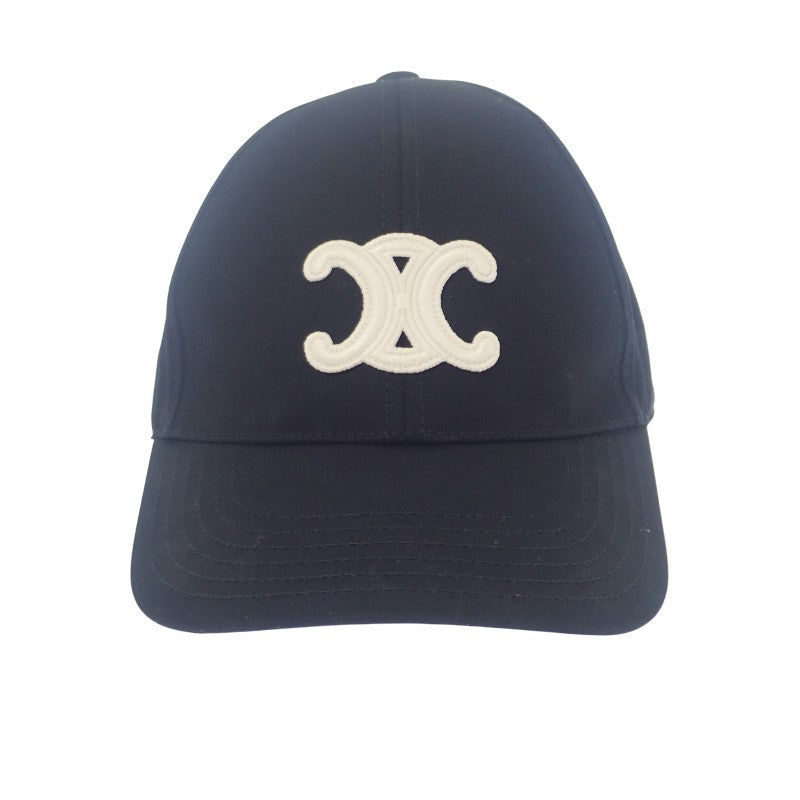 セリーヌ CELINE トリオンフ ベースボールキャップ M 2AUT6969P.38NO キャップ コットン ブラック ゴールド金具 レディース ユニセックス【中古】【ABランク】