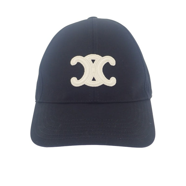 セリーヌ CELINE トリオンフ ベースボールキャップ M 2AUT6969P.38NO キャップ コットン ブラック ゴールド金具 レディース ユニセックス【中古】【ABランク】