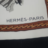 エルメス HERMES カレ70 LA CHASSE EN AFRIQUE スカーフ シルク ホワイト レディース【中古】【Aランク】