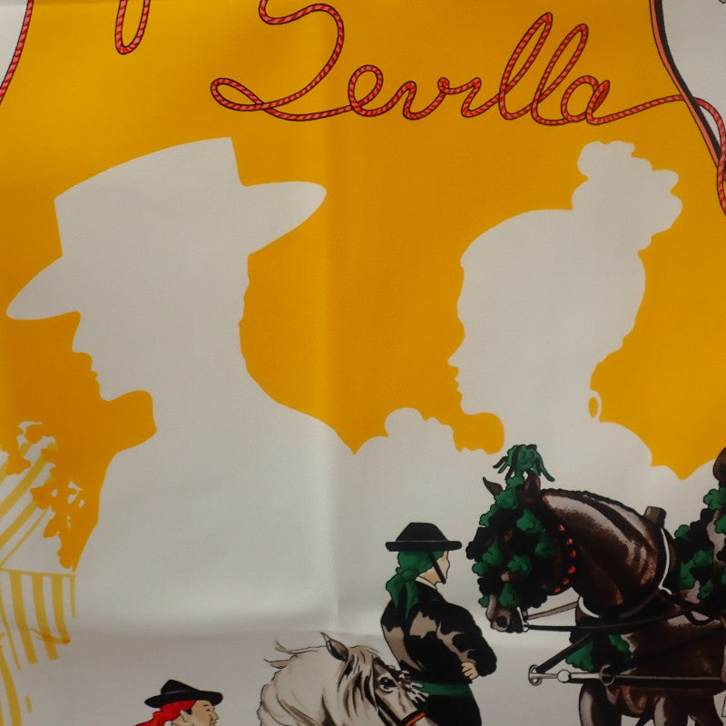 Hermes Carre 90 Feria de Sevilla Scarf Silk Black Yellow Women's [Used] [A Rank]