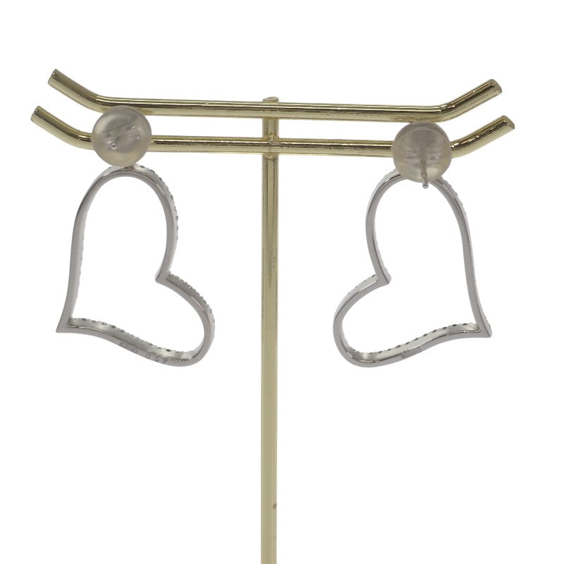 デザインジュエリー ハート ピアス K18ホワイトゴールド K14ホワイト