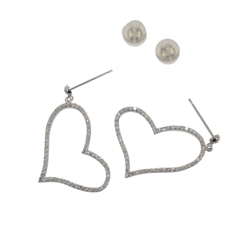 デザインジュエリー ハート ピアス K18ホワイトゴールド K14ホワイトゴールド ダイヤモンド レディース【中古】【Aランク】