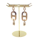 エルメス HERMES シュル メール PM ピアス メタル ブラウン ゴールド金具 レディース【中古】【Aランク】