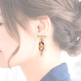 エルメス HERMES シュル メール PM ピアス メタル ブラウン ゴールド金具 レディース【中古】【Aランク】