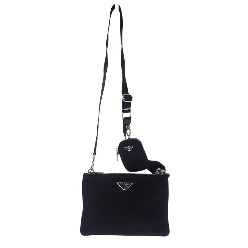 プラダ PRADA Re-Edition 2000 Re-Nylon 1BH046 ショルダーバッグ ナイロン レザー ブラック NERO シルバー金具 レディース【中古】【ABランク】