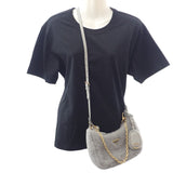 プラダ PRADA Re-Edition シアリング ミニ 1BC204 2EC9 F0591 ショルダーバッグ ３WAYバッグ ファー グレー ゴールド金具 レディース【中古】【ABランク】
