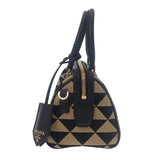 プラダ PRADA シンボル エンブロイダリー トップハンドル 1BB846 2WAYバッグ ポリエステル サフィアーノ ブラック ベージュ ゴールド金具 レディース【中古】【Aランク】