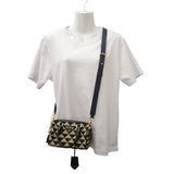 プラダ PRADA シンボル エンブロイダリー トップハンドル 1BB846 2WAYバッグ ポリエステル サフィアーノ ブラック ベージュ ゴールド金具 レディース【中古】【Aランク】