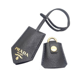 プラダ PRADA シンボル エンブロイダリー トップハンドル 1BB846 2WAYバッグ ポリエステル サフィアーノ ブラック ベージュ ゴールド金具 レディース【中古】【Aランク】