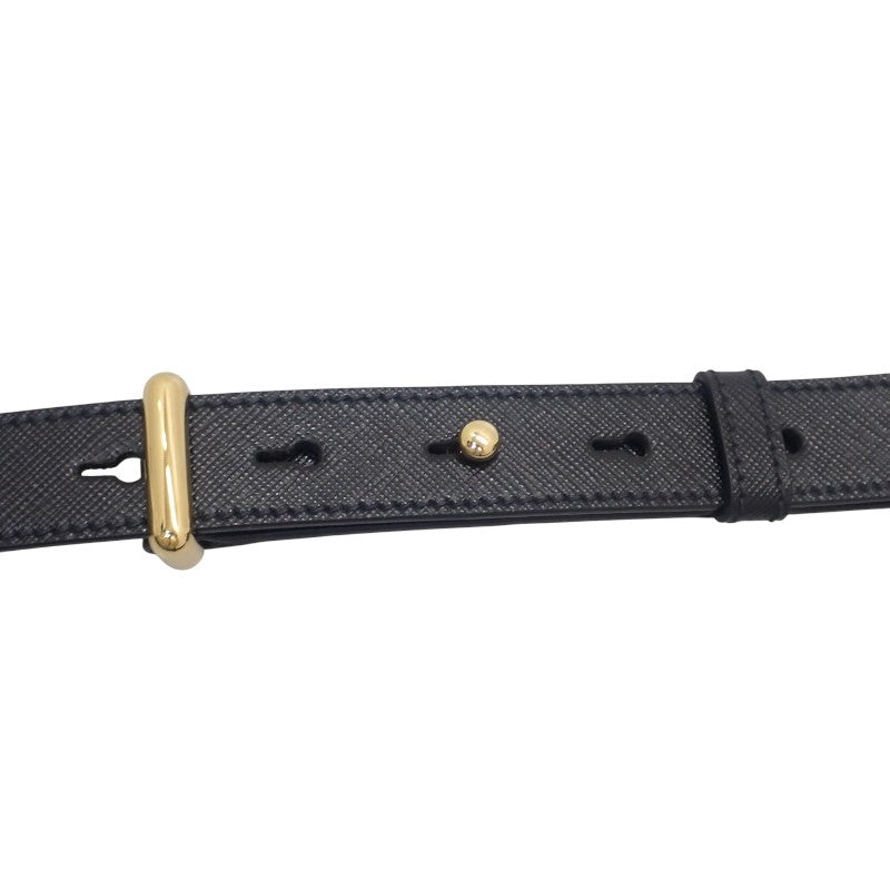 プラダ PRADA シンボル エンブロイダリー トップハンドル 1BB846 2WAYバッグ ポリエステル サフィアーノ ブラック ベージュ ゴールド金具 レディース【中古】【Aランク】