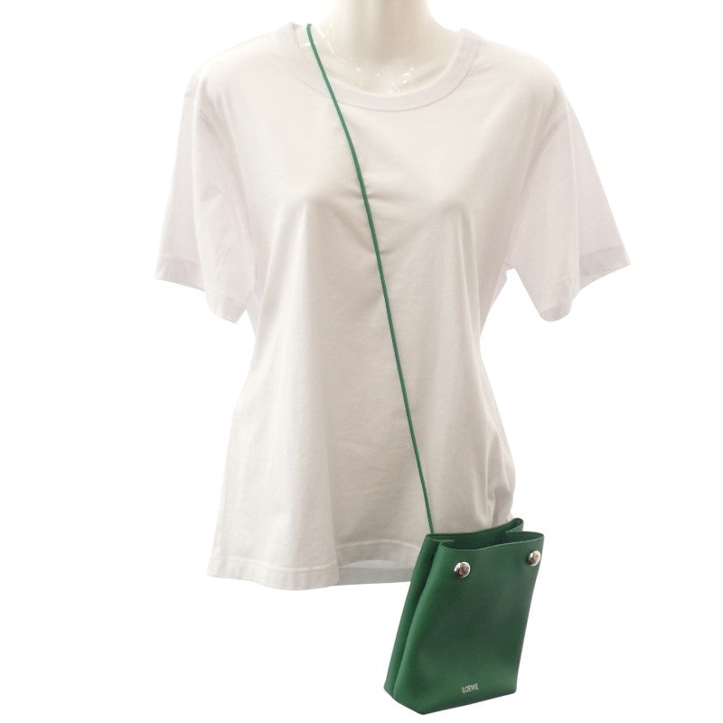 ロエベ LOEWE ペブルポーチ CANBSPPX01 ショルダーバッグ カーフ グリーン シルバー金具 レディース【中古】【Aランク】