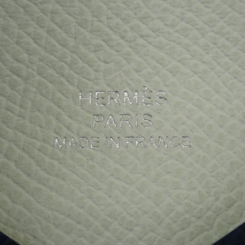 エルメス HERMES カルヴィ ヴェルソ カードケース ヴォーエプソン ブルードプリュス ヴェールフィズ ネイビー シルバー金具 メンズ レディース【中古】【Aランク】