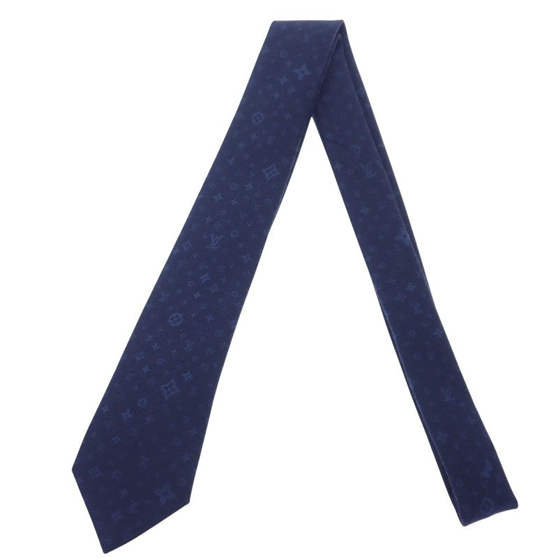 ルイヴィトン LOUIS VUITTON モノグラム スターズ M78022 モノグラム ネクタイ シルク ウール ネイビー メンズ【中古】【Aランク】