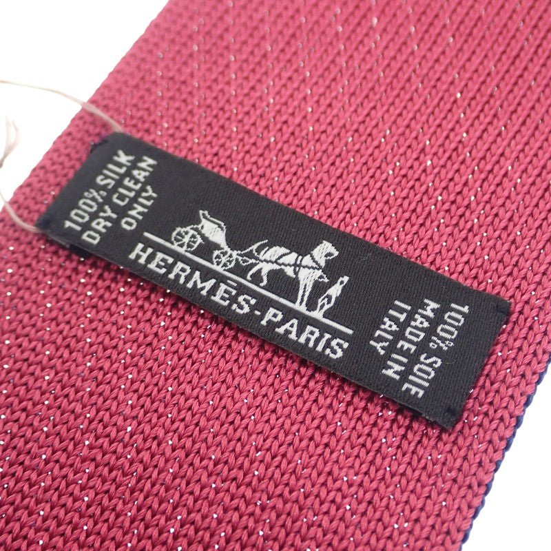 エルメス HERMES シルクニットタイ H903022T 02 ネクタイ シルク ネイビー メンズ【中古】【Aランク】