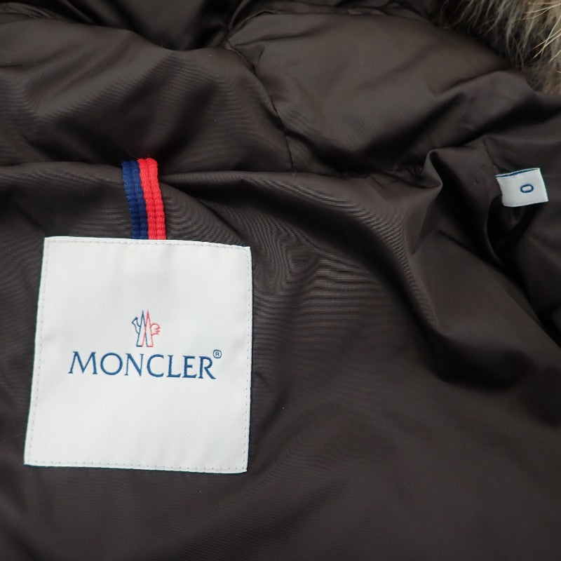 モンクレール MONCLER GENEVRIER ジェノブリエ ファー付ロングダウンコート 0 120934991725 68065 ダウンジャケット ナイロン ダウン90%/フェザー10％ ダークブラウン レディース【中古】【ABランク】