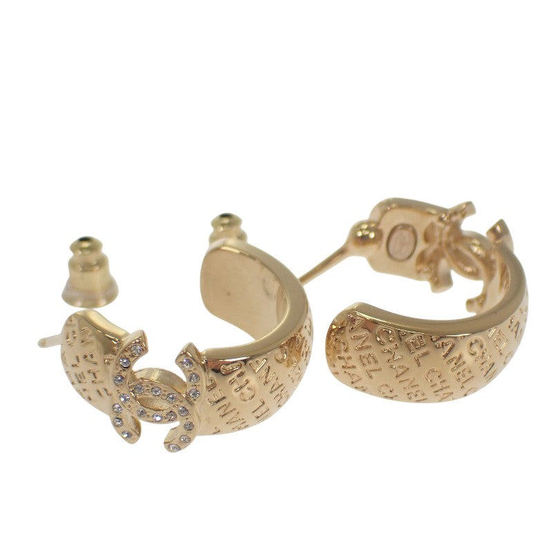 シャネル CHANEL CC フープ C24P刻印 ABD029B16170NW438 ピアス メタル ラインストーン ゴールド レディース【中古】【Aランク】