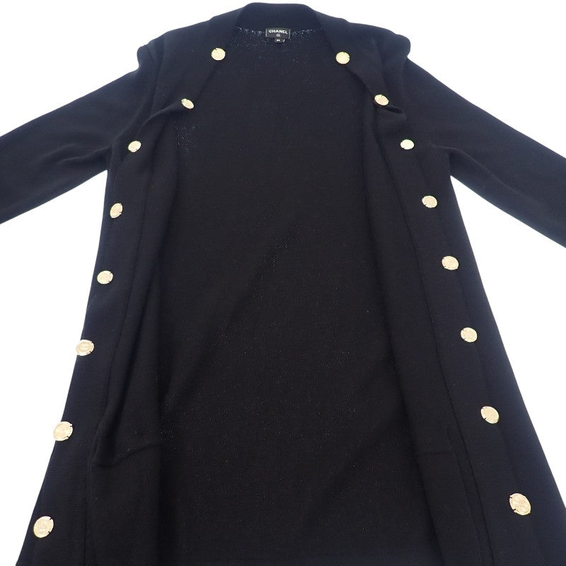 【高級】シャネル カーディガン カシミヤ100% ココマーク シェルボタン シャネル CHANEL ココマークボタン ロング 40 P72463K1039794305