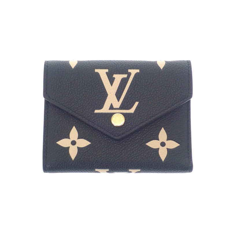 ルイヴィトン LOUIS VUITTON ポルトフォイユ ヴィクトリーヌ M80968 三つ折り財布 レザー トリヨンモノグラム ブラック ゴールド金具 レディース【中古】【Sランク】