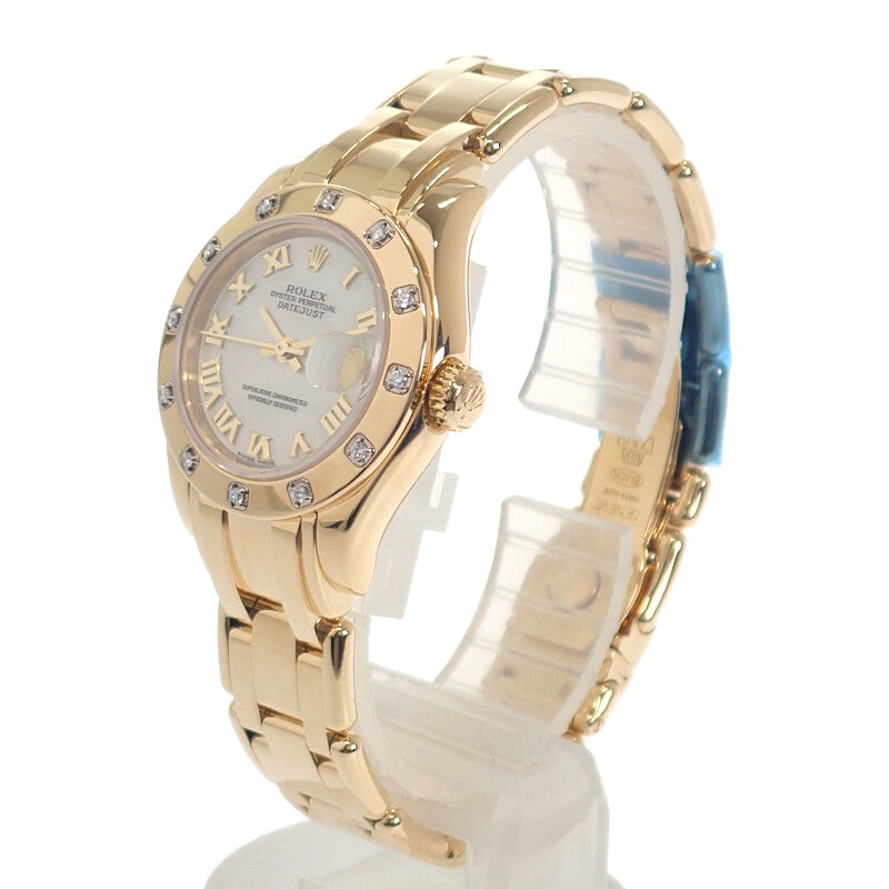ロレックス ROLEX パールマスター 80318NR 腕時計 イエローゴールド 自動巻き ホワイトシェル文字盤 レディース【中古】【Aランク】