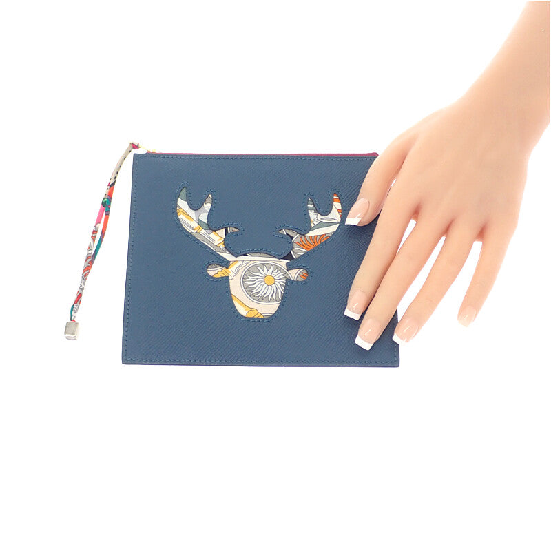 HERMES エルメス プティアッシュ プチアッシュ　リス　ブルー/ピンク エルメス HERMES フラットケース・プティアッシュ ポーチ ヴォー