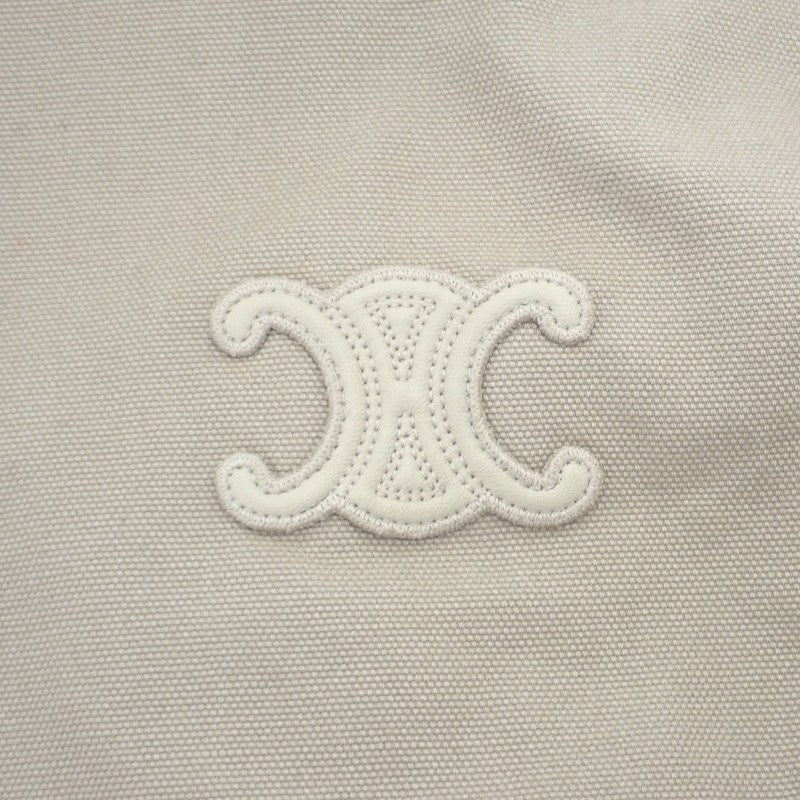 セリーヌ CELINE トリオンフ 38 RV03D147V.02LC ブルゾン コットン ライトベージュ ゴールド金具 レディース【中古】【SAランク】